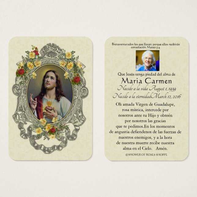 Spanische Beerdigung Heiliges Herz Jesus Heiliges  (Vorne & Hinten)