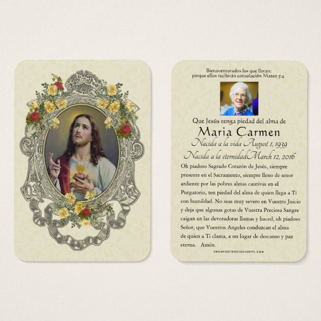 Spanische Beerdigung Heiliges Herz Jesus Heiliges  (Vorne & Hinten)