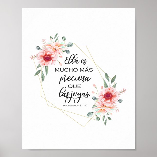 Spanische Bibelverse Proverbios 31:10 Poster (Vorne)
