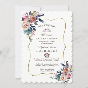Spanische Blush Blume Invitación de Baby Dusche Einladung