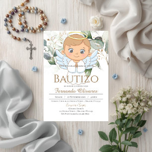 Spanische Boho-Blumen-Tauf-Einladung Einladung
