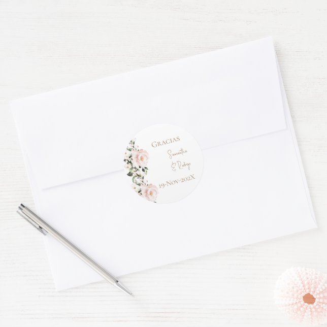 Spanische Boho-Hochzeit runder Aufkleber  (Umschlag)