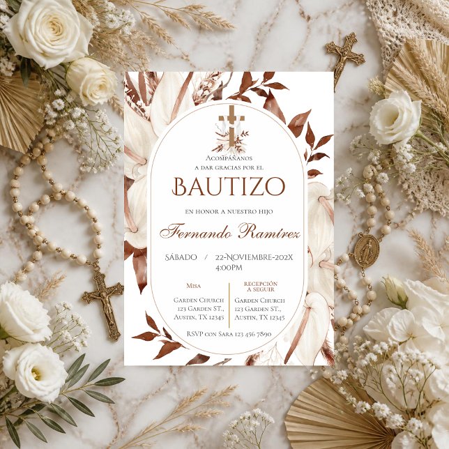 Spanische Boho-Taufe Blumen Einladung (Von Creator hochgeladen)