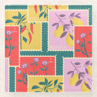 Spanische Briefmarke Glasuntersetzer