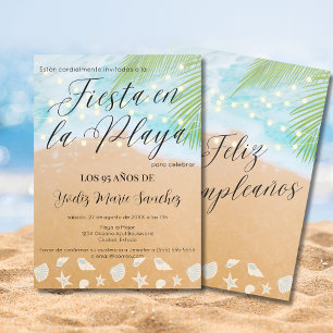 Spanische Chic Sandy Beach Palm 95. Geburtstagspar Einladung