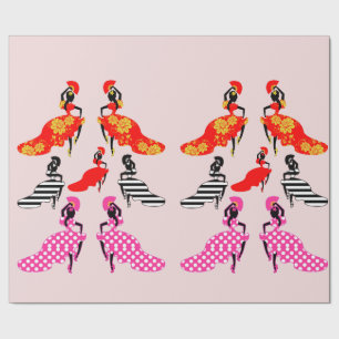 Spanische Dame Flamenco Dancers Silhouette Geschenkpapier
