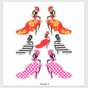 Spanische Dame Flamenco Tänzer Silhouette Art Aufkleber