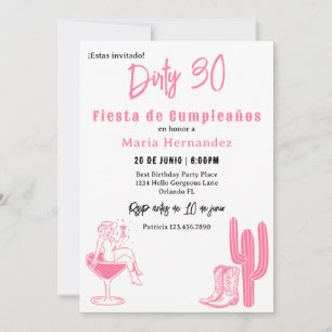Spanische Dirty 30 Western Fiesta 30. Geburtstag Einladung