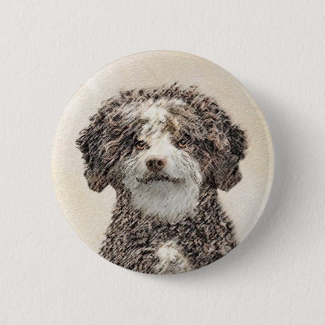 Spanische Dog Malerei - Niedliche Original Hunde K Button (Vorderseite)
