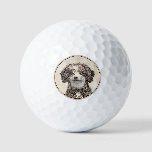 Spanische Dog Malerei - Niedliche Original Hunde K Golfball (Vorderseite)