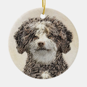 Spanische Dog Malerei - Niedliche Original Hunde K Keramik Ornament