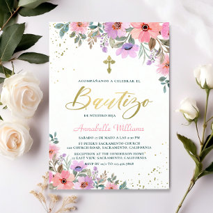 Spanische Einladung De Bautizo Floral Taufe