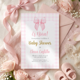 Spanische Einladung für Baby Shower Mädchen mit ro