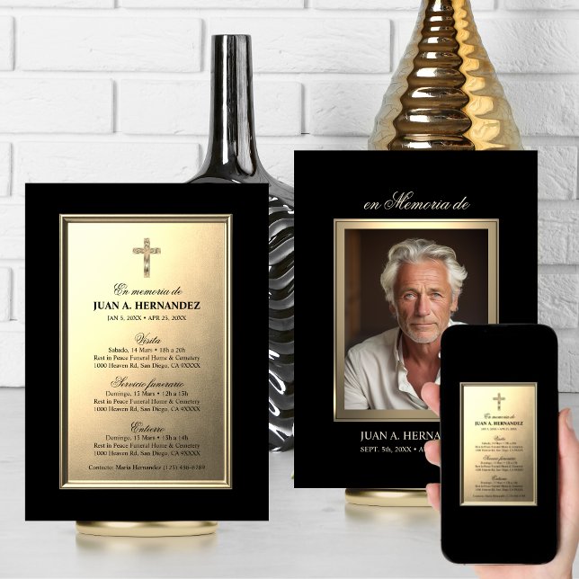 SPANISCHE Einladung Para Beerdigung Servicio FOTO (SPANISH Invitation Para Funeral Servicio Funerario Visita  Cruz y Religioso  PHOTO)