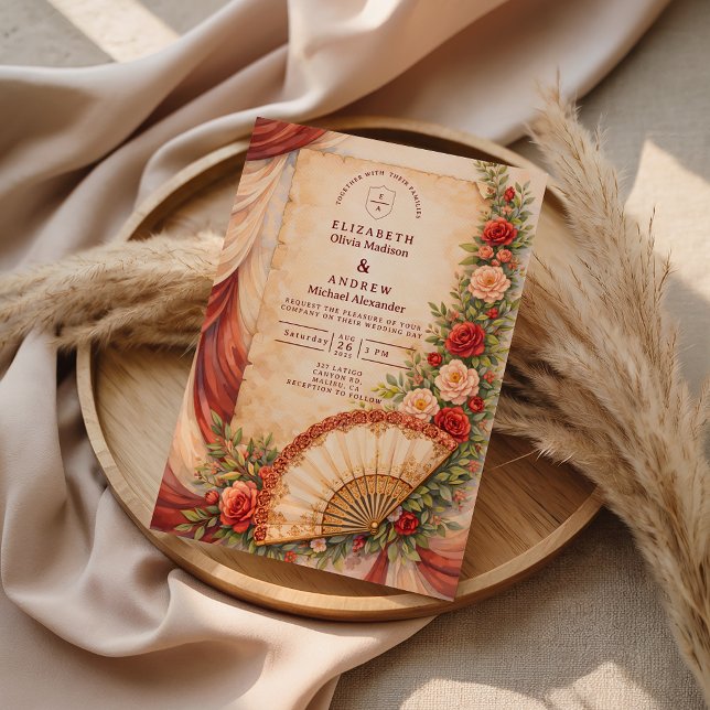 Spanische Fan-Romance-Hochzeit Einladung (Von Creator hochgeladen)