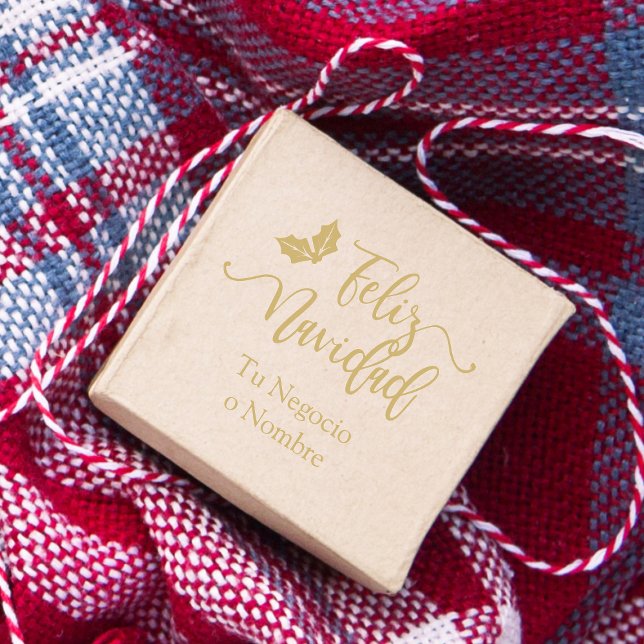 Spanische Feliz Navidad Quote Typografy & Holly Gummistempel (Von Creator hochgeladen)