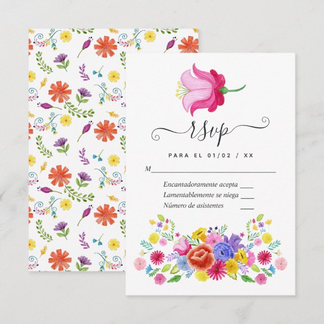Spanische Fiesta Wedding RSVP Card Karte (Vorne/Hinten)