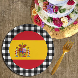 Spanische Flagge, Büffel, karierte und spanische F Pappteller