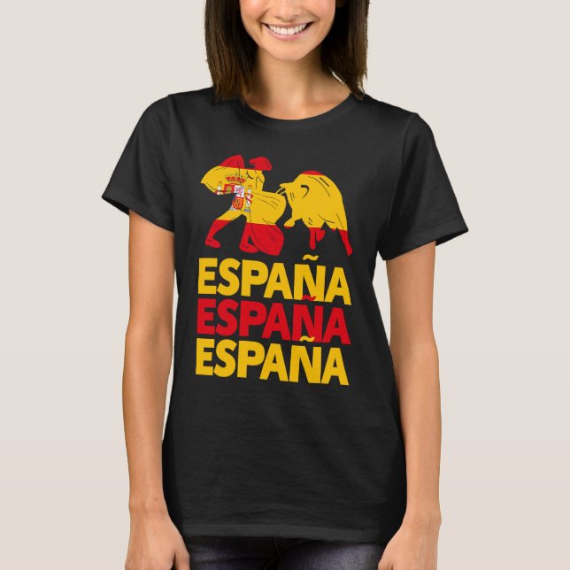 Spanische Flagge Espana Spanien Bull Fighting T-Shirt (Vorderseite)