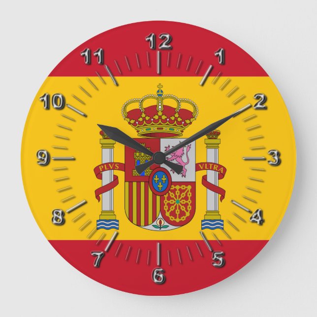 Spanische Flagge Große Wanduhr (Vorderseite)