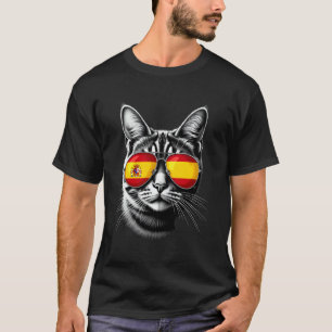 Spanische Flagge Katzen Gesicht Sonnenbrille Spani T-Shirt