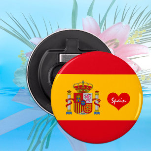 Spanische Flagge mit rotem Herz - Mode-/Sportfans Flaschenöffner