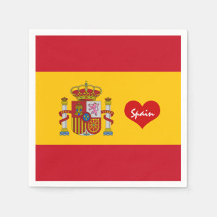Spanische Flagge mit rotem Herz - Mode-/Sportfans Serviette