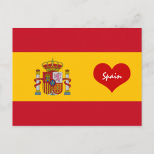 Spanische Flagge mit rotem Herz - Spanien/Europa Postkarte