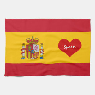 Spanische Flagge mit rotem Herzen - Kitchenette/Sp Geschirrtuch
