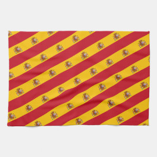 Spanische Flagge mit rotem Herzen - Kitchenette/Sp Geschirrtuch