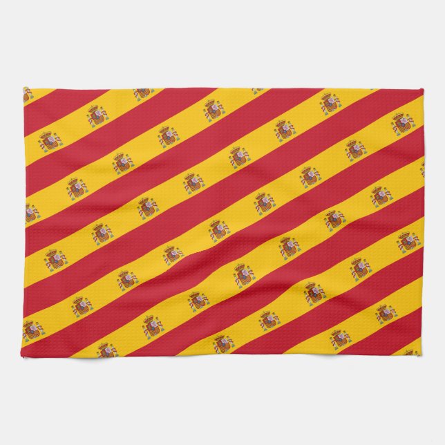 Spanische Flagge mit rotem Herzen - Kitchenette/Sp Geschirrtuch (Horizontal)