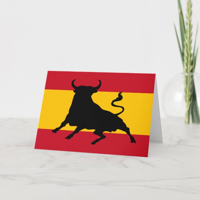 Spanische Flagge mit Stier Dankeskarte (Vorderseite)