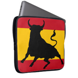Spanische Flagge mit Stier Laptopschutzhülle