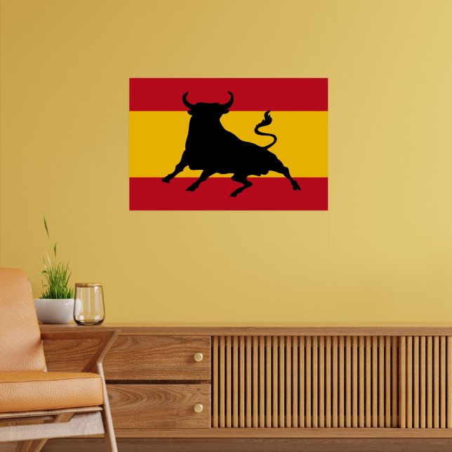 Spanische Flagge mit Stier Poster (Wohnzimmer 2)