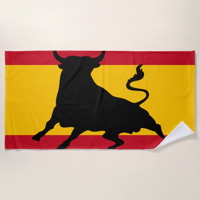 Spanische Flagge mit Stier Strandtuch (Vorderseite)