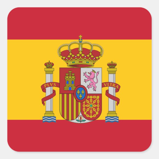 Spanische Flagge Quadratischer Aufkleber (Vorderseite)