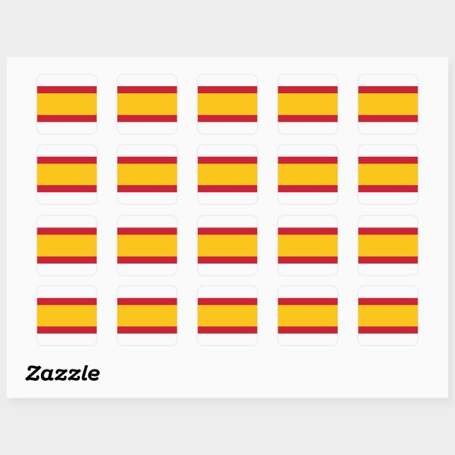 Spanische Flagge Quadratischer Aufkleber (Blatt)
