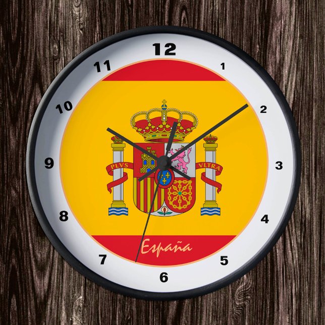 Spanische Flagge & Spanien trendige Mode /Design U Runde Wanduhr (Von Creator hochgeladen)