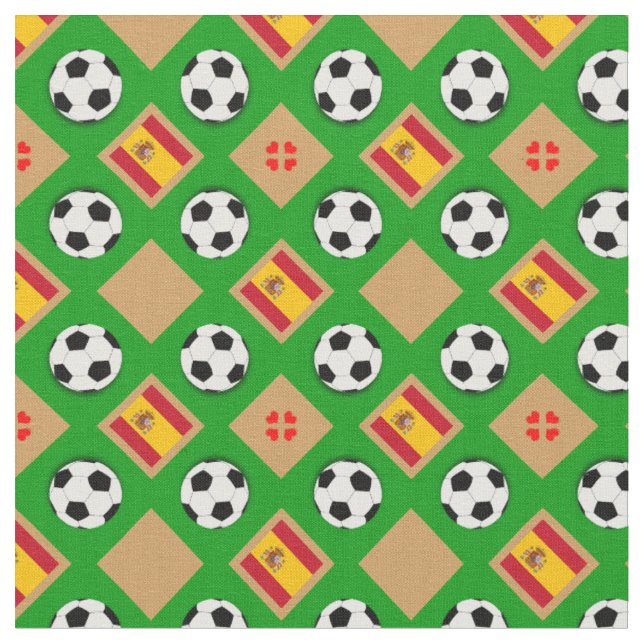 Spanische Flagge und Fußball-Ball / Spanische Fußb Stoff (Nahaufnahme)