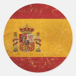 Spanische Flagge Vintage Grunge Design Runder Aufkleber