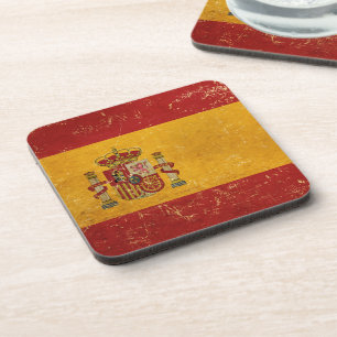 Spanische Flagge Vintage Grunge Design Untersetzer