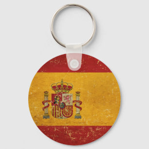 Spanische Flagge Vintage Grunge Schlüsselanhänger