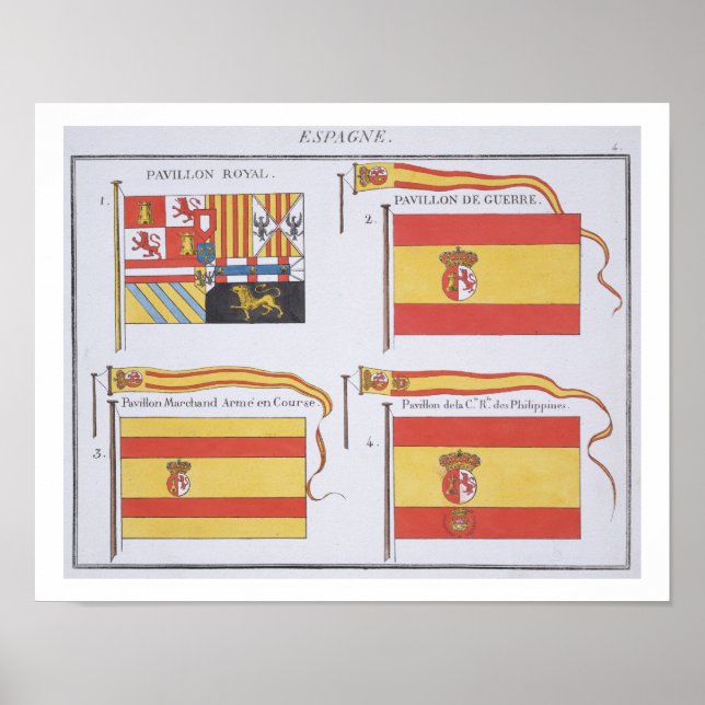 Spanische Flaggen, aus einem französischen Flaggen Poster (Vorne)