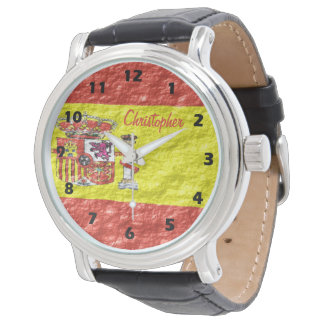 Spanische Flaggen-Design Armbanduhr