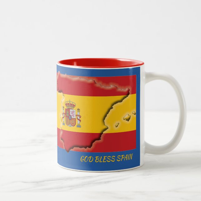 SPANISCHE FLAGKARTENBILDUNG BLAUE BLAUE ZWEIFARBIGE TASSE (Rechts)