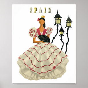 Spanische Flamenco-Tänzerin Frau Spanien Reise Kun Poster