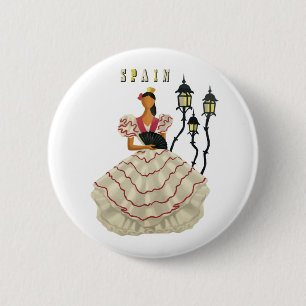 Spanische Flamenco Tänzerin Spanien Button