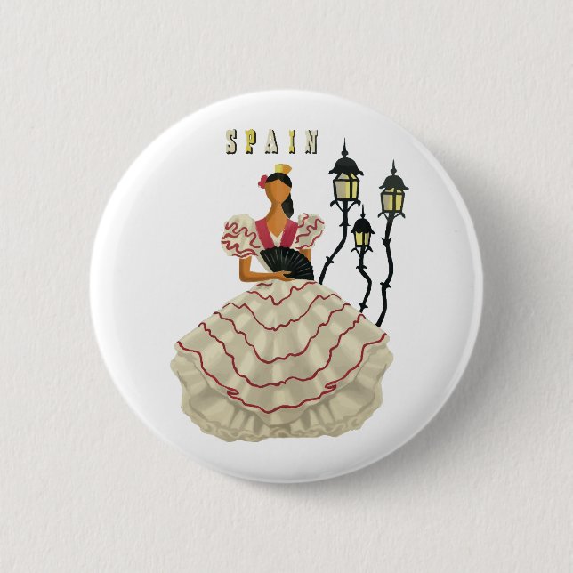 Spanische Flamenco Tänzerin Spanien Button (Vorderseite)