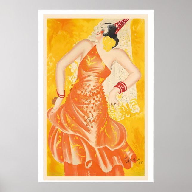 Spanische Flamenco-Tänzerin  Spanien Vintage-Werbu Poster (Vorne)