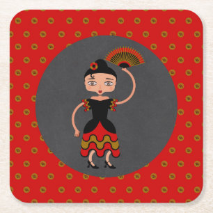 Spanische Flamengo-Tanz Geburtstagsparty Rechteckiger Pappuntersetzer